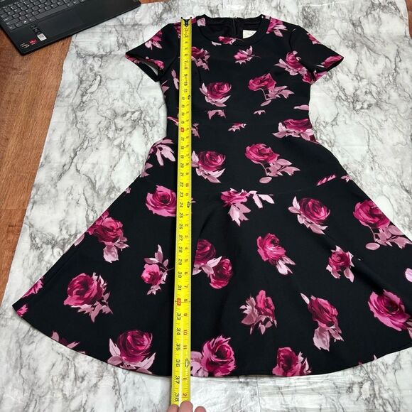 Kate Spade Encore Rose Crepe Dress blackk pink size 2 preppy party garden - Picture 6 of 6